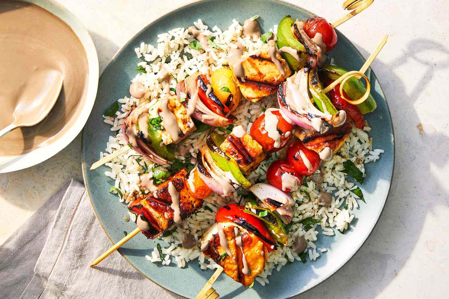 Mixed Vegetable & Halloumi Kebabs